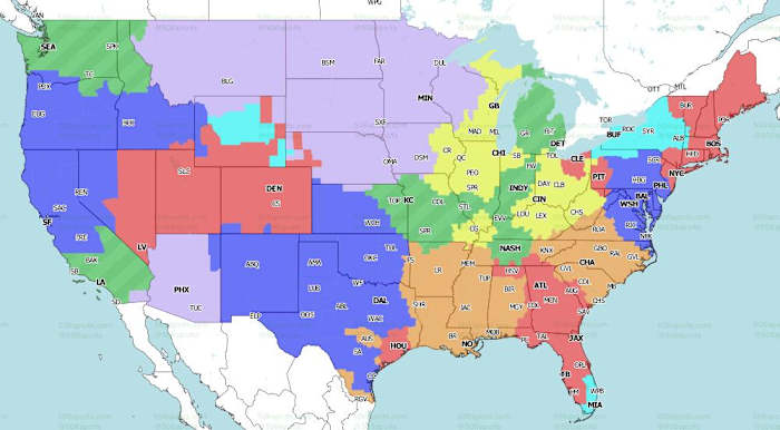 Saints-Panthers are projected in orange for Week 2